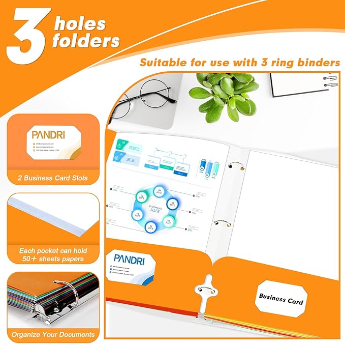 Two Pocket Portfolio Folders, PANDRI 60 Pack 3 Hole Punched 2 Pocket Folders - Image 4