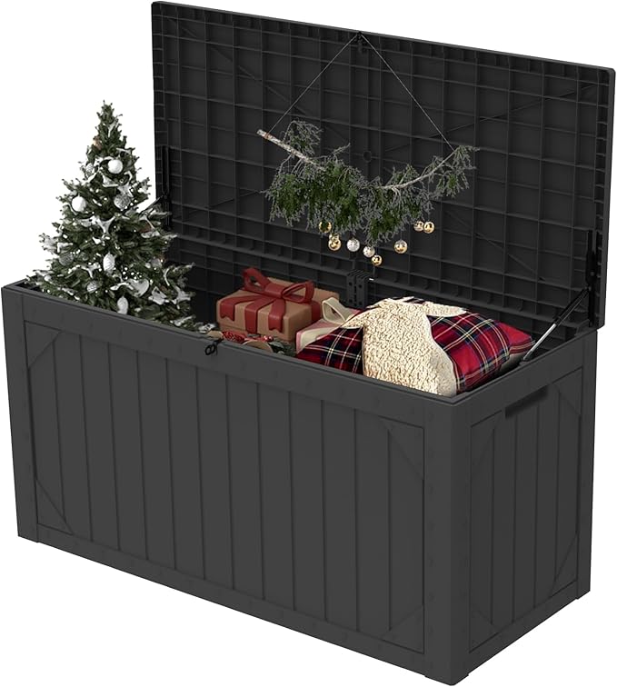 PATIOEASY Outdoor Storage Box 100GAL Waterproof Resin Deck Box, UV-Resistant by Unknown
