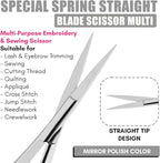 Cross Edge Spring Scissors 5 Inch straight Stainless Steel Precision Eyebrow & - Image 3