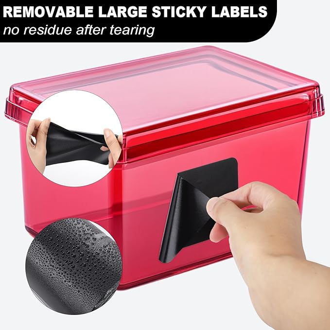 100 Pcs Labels for Storage Bins, 6 x 4 inch Black Large Label Stickers - Image 4