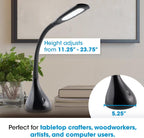 ottlite creative curves led desk lamp, black on a desk or shelf