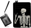 BWEGRHE Small Travel Wallets, Skull Skeleton Slim Minimalist Front Pocket Wallet by BWEGRHE