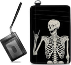 BWEGRHE Small Travel Wallets, Skull Skeleton Slim Minimalist Front Pocket Wallet by BWEGRHE