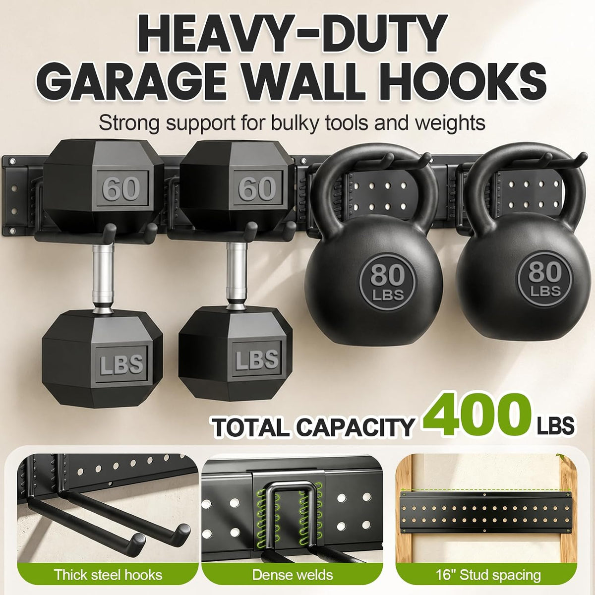 garage tool organizer wall mount, 49.5 inch heavy, close-up detail