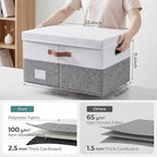 PRANDOM Storage Bins with Lids Linen Fabric Foldable Storage Boxes Organizer - Image 3