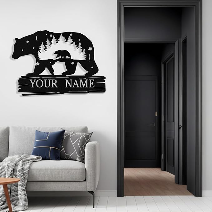 Custom Bear Metal Sign, Custom Bear Metal Wall Art Decor, Personalized Last - Image 5