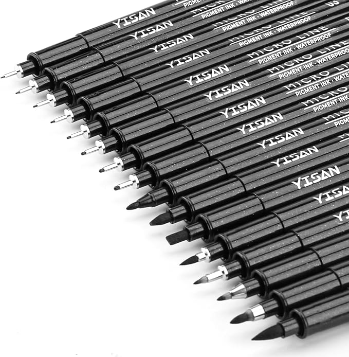 YISAN Black Drawing Art Pens, Micro Fineliner Manga Pens, Calligraphy Pens by YISAN