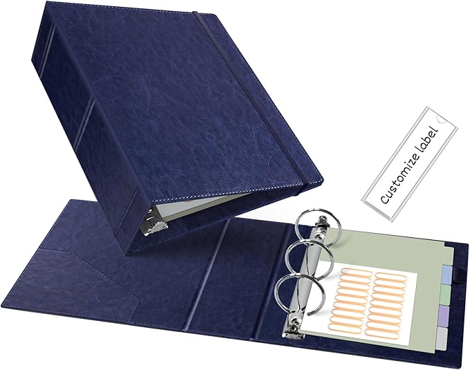 Ospelelf Leather Mini Binder Vintage Hardcover 2 Inch Rings, Professional Small by OspelelfOfficeSupplies