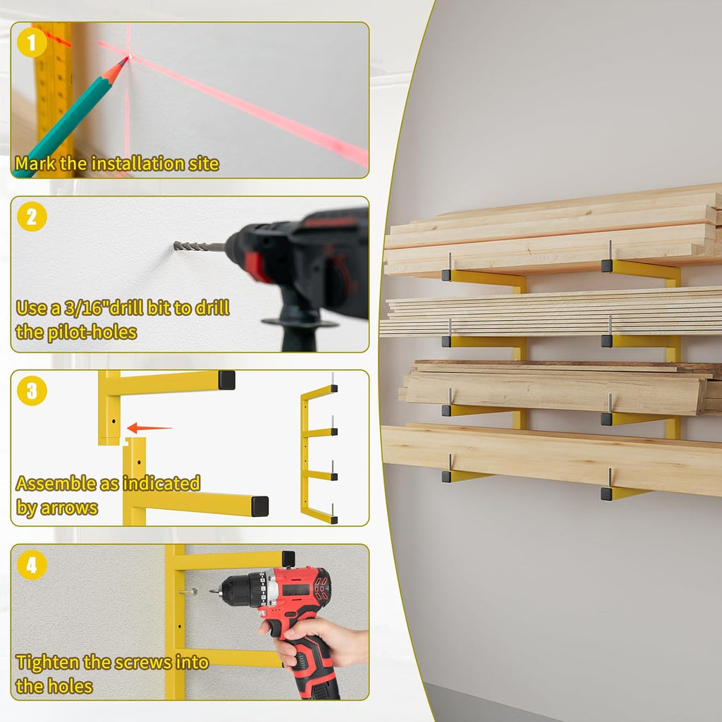 lumber storage rack, wood storage racks wall mount, package contents