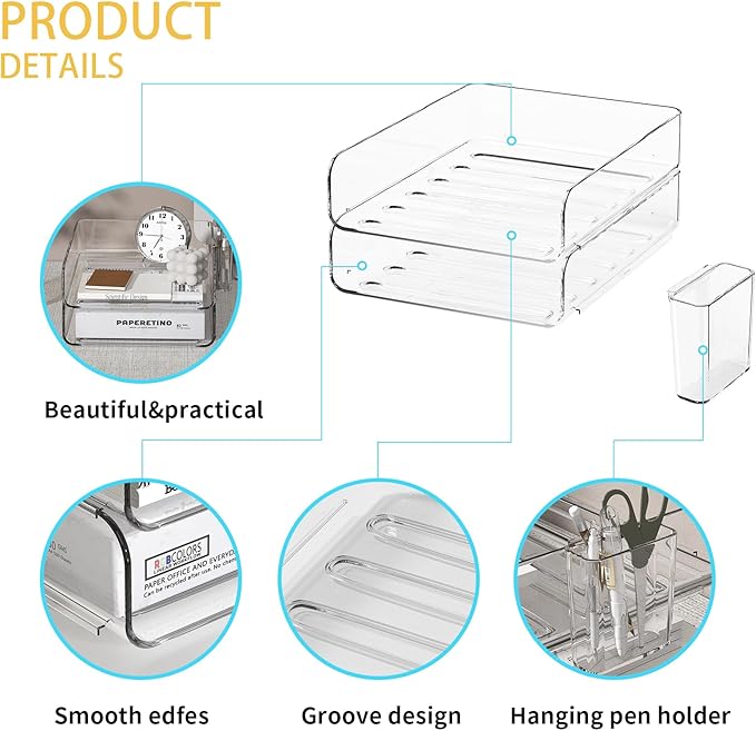 FANXIYQ 2-Tier Acrylic Paper Tray Organizer - Image 3