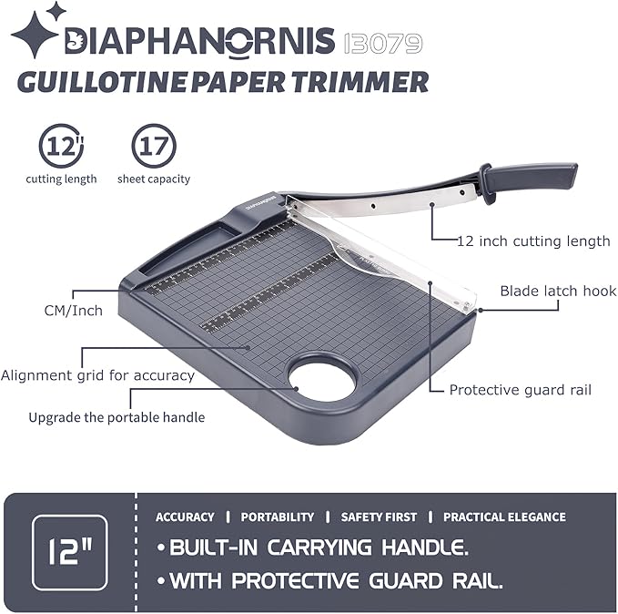 Paper Cutter, Paper Trimmer12" Cutting Length Heavy Duty Guillotine Paper Slicer - Image 2