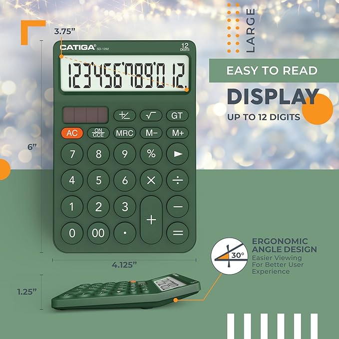 CATIGA 12 Digit Desktop Calculator Basic Desk Calculator - Image 4