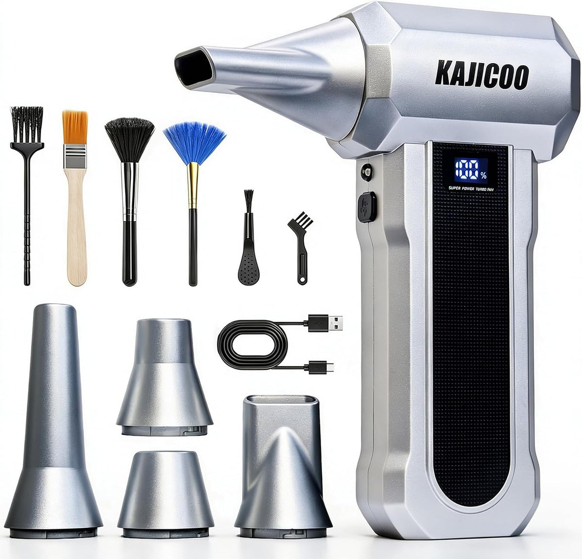 Compressed Air Duster, 150000RMP 4 Gear Electric Air Blower with 6 Brushes