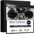 sanzix 120 sheets black cardstock 12x12 - heavyweight, main product view