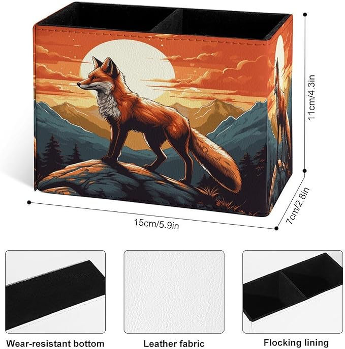 Famame Mountains Red Fox Sunset Pencil Holder - Image 3