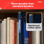 Staples Better View 1.5-Inch D-Ring Binder, Blue, Clear Overlay | Durable 3-ring binder for school and office document organization.