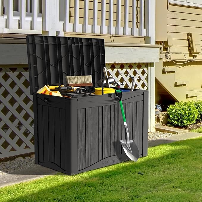 TARKARI 45 Gallon Lockable Resin Deck Box, Waterproof & UV-Resistant Outdoor - Image 3