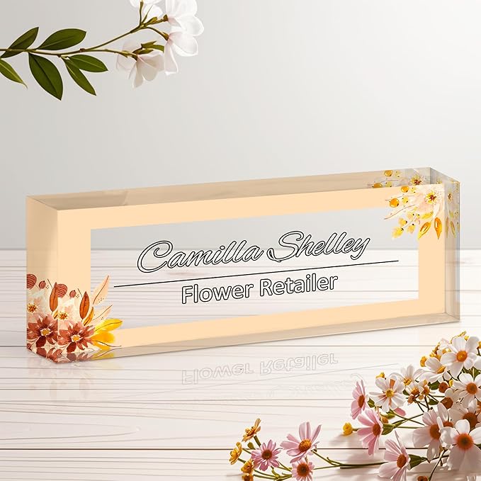 Personalized Name Plate for Desk, Custom Acrylic Desk Name Sign, Office by Unknown
