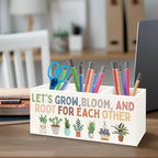 URLLUAE Boho Plant Classroom Wooden Pen Pencil Holder - Image 3