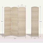 HOMCOM 3 Panel Room Divider, Hand-Woven Freestanding Wall Partition - Image 7