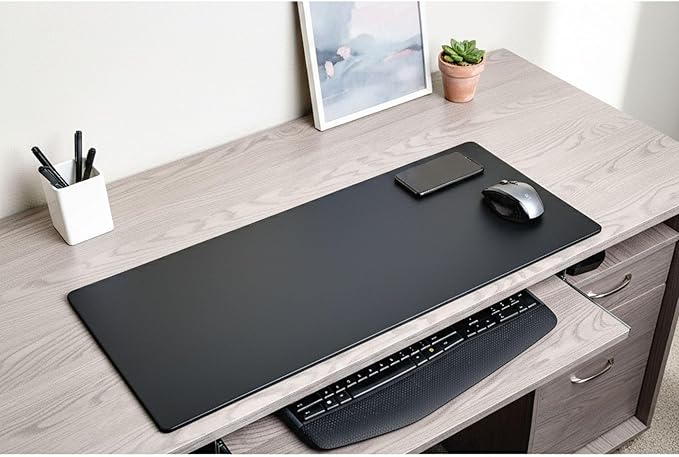Black Leatherette 30" x 12.5" Keyboard/Mouse Desk Mat - Image 3