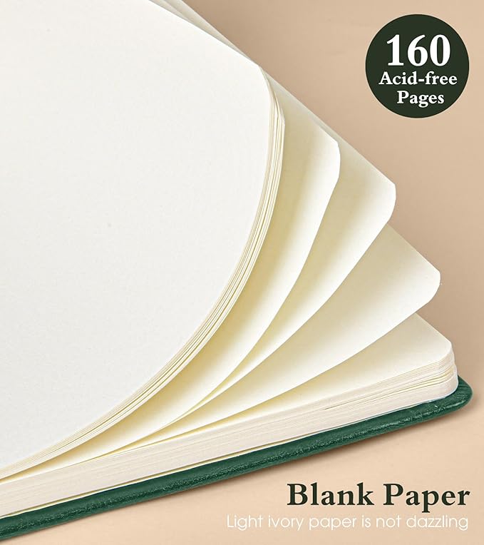 PAIBAS Blank Journal Notebook for Women Men, 160 Pages, A5 Hardcover Sketchbook - Image 4