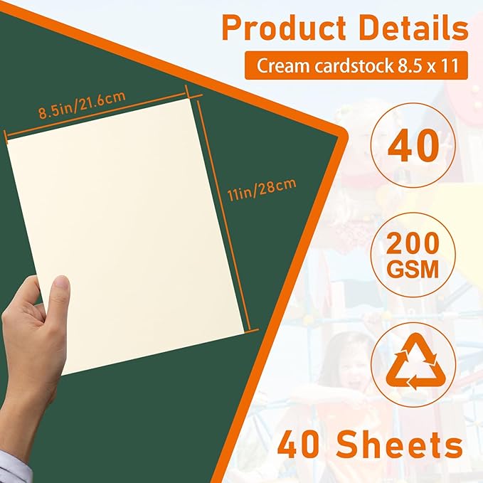 Guakicae 40 Sheets Cream Cardstock 8.5 x 11 Off White Paper, 75lb Premium Ivory - Image 2