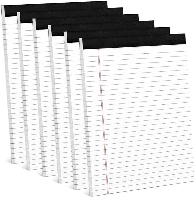 6 Pack 8.5 x 11 Legal Pads for Office Supplies Paper Pads 8.5 x 11 White Note by Aidunmis