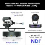 NEARITY V410 NDI PTZ Camera, 2K 10x Hybrid Zoom Video Conference Webcam - Image 2