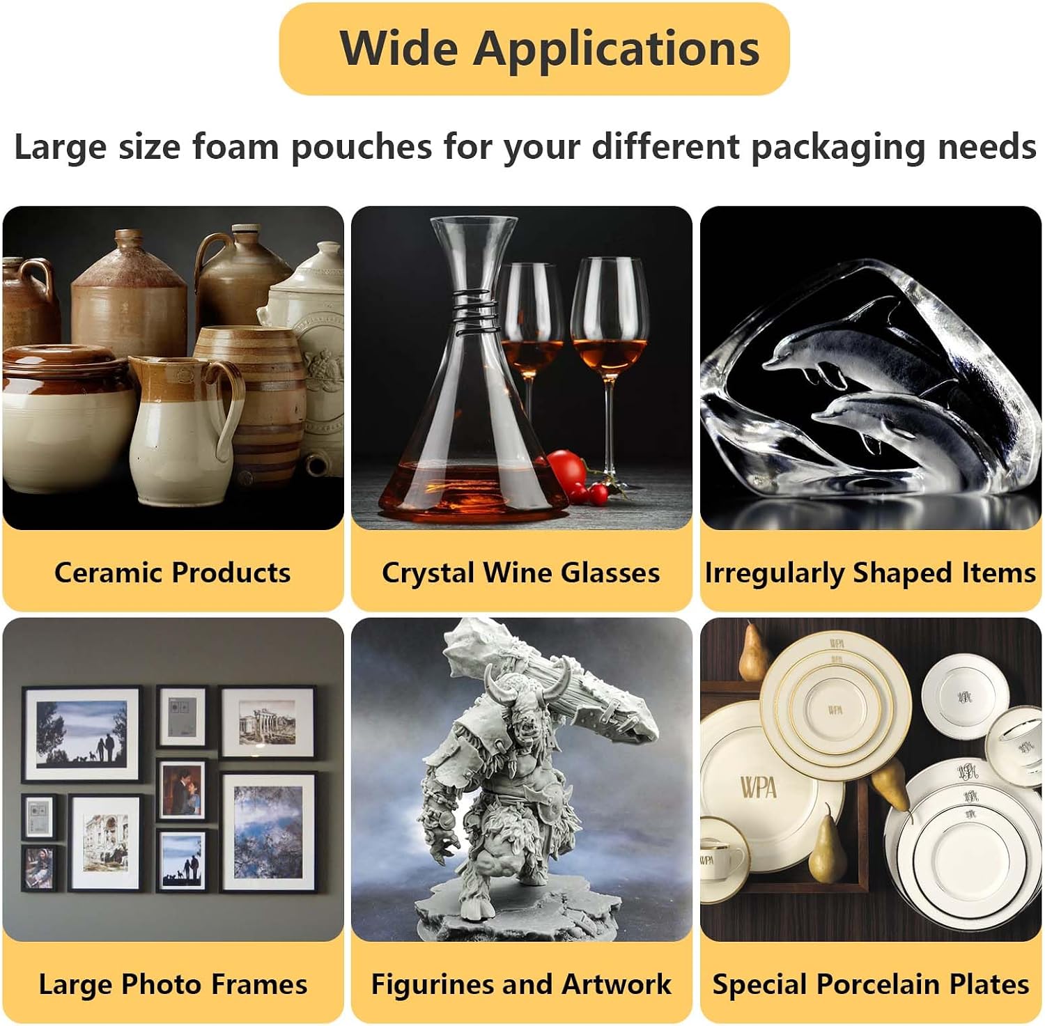12”x16” 100Pack Foam Pouches, Large Moving Supplies for Packing Dishes Artwork, 0.5MM Thick Cushion Foam Bags for Storing Shipping Breakables, fragile Padding Material Sleeves for Fragile Plates China