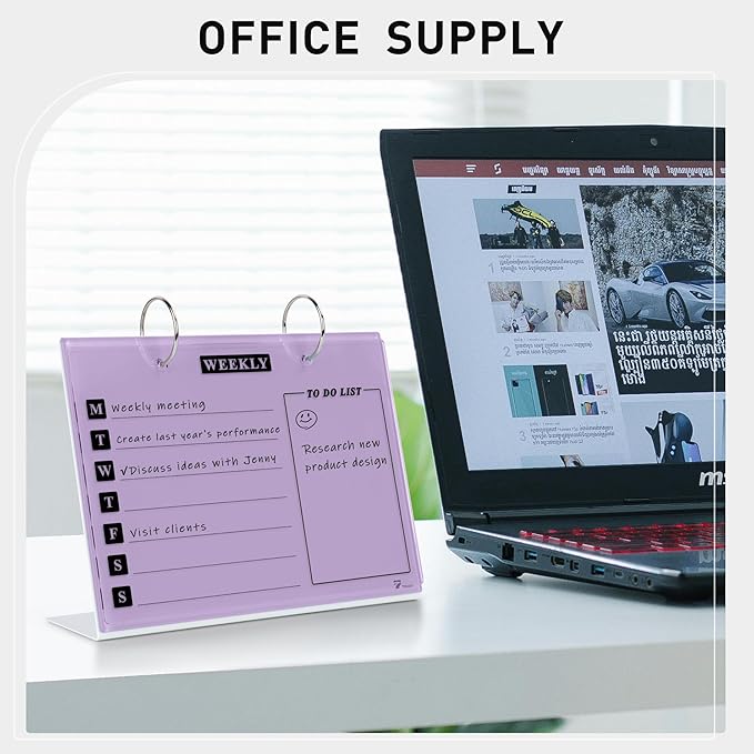 Desktop Glass Dry Erase & Acrylic Aesthetic Desk Calendar Weekly To-do List - Image 2