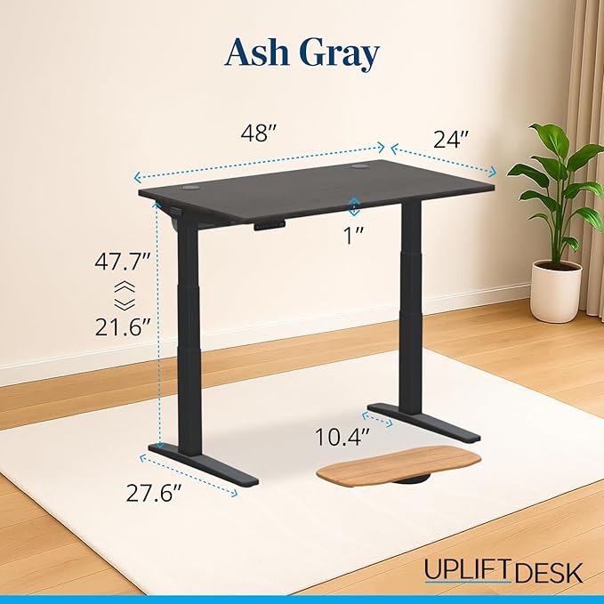 UPLIFTDESK V3 2-Leg Ash Gray Laminate Wood Standing Desk – Adjustable Height - Image 2