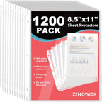 1200 Pack Sheet Protectors 8.5 x 11 inch Clear Page Protectors