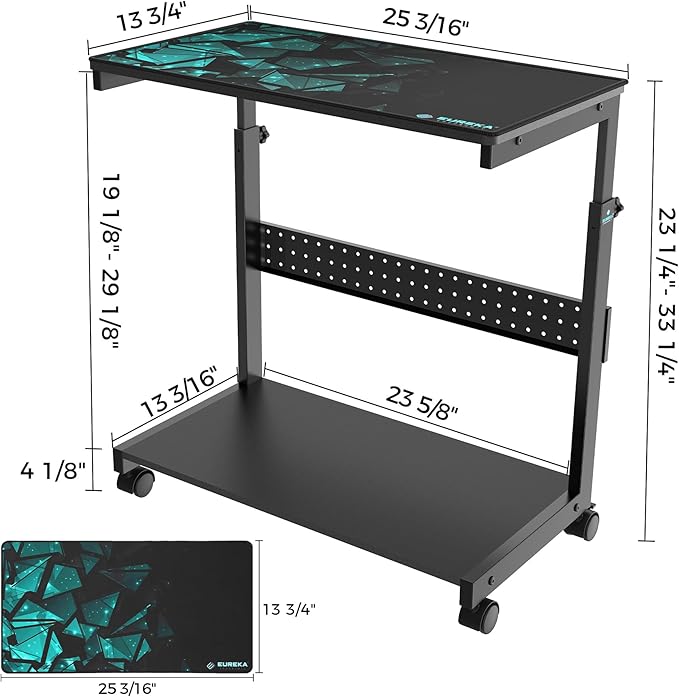 EUREKA ERGONOMIC PC Stand Computer Cart, Height Adjustable Tower Stand 2-Tier - Image 7