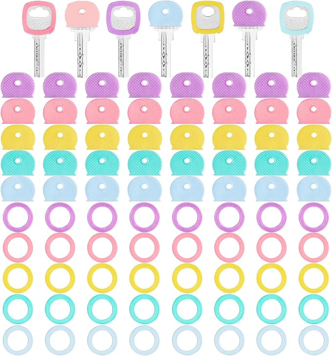 Blulu 80 Pieces 1Inch Colored Key Covers Caps Tags Covers Set Plastic Key Color by Blulu
