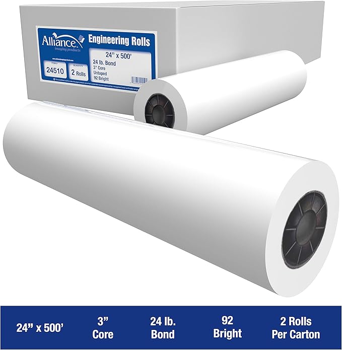 Alliance Wide Format Paper 24" x 500' Rolls Bond Engineering - Image 3