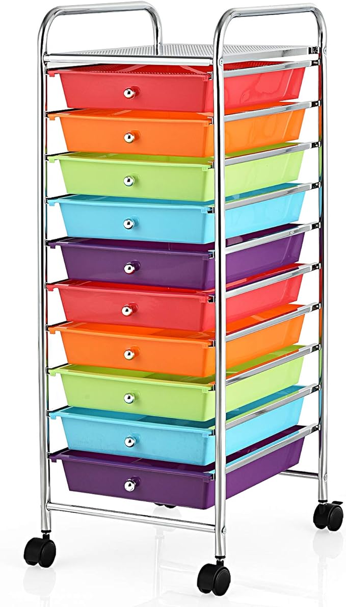 Giantex 10 Drawer Rolling Storage Cart Scrapbook Paper Office School Organizer by Giantex
