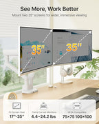 monTEK Dual Monitor Arm with USB, Mechanical Spring Monitor Arm - Image 2
