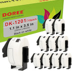 DOREE 10 Rolls DK-1201 Die-Cut Address Labels 1.14" x 3.5" 400 Labels/Roll | Replacement for Brother DK1201 29mm x 90mm Black on White Compatible with Brother QL-700/800/810W/820NWB/1100/1110NWB