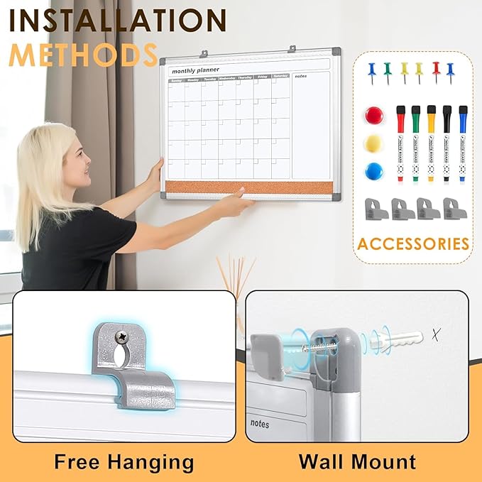 MAKELLO Dry Erase Calendar for Wall 36" x 24", Large Calendar Whiteboard - Image 6