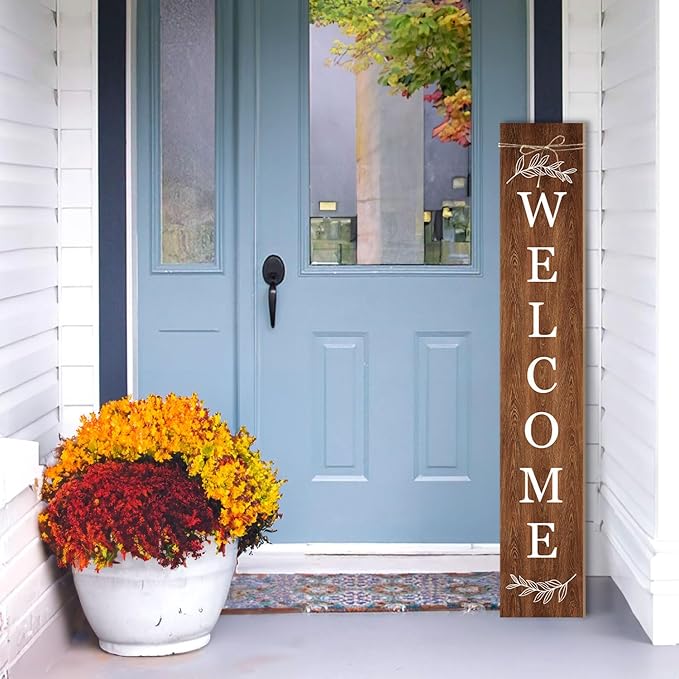 Welcome Porch Sign Decor Wooden Hanging Sign Door Porch Standing Decorative - Image 4