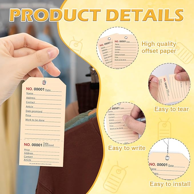 200 Pack Red Repair Tags with Wire Rope Service Repair Tags Numbered with Wire - Image 3