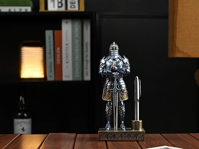 Amoysanli Knight Pen Stand Decoration Resin Pen Holder Art Craft Paperweight - Image 5