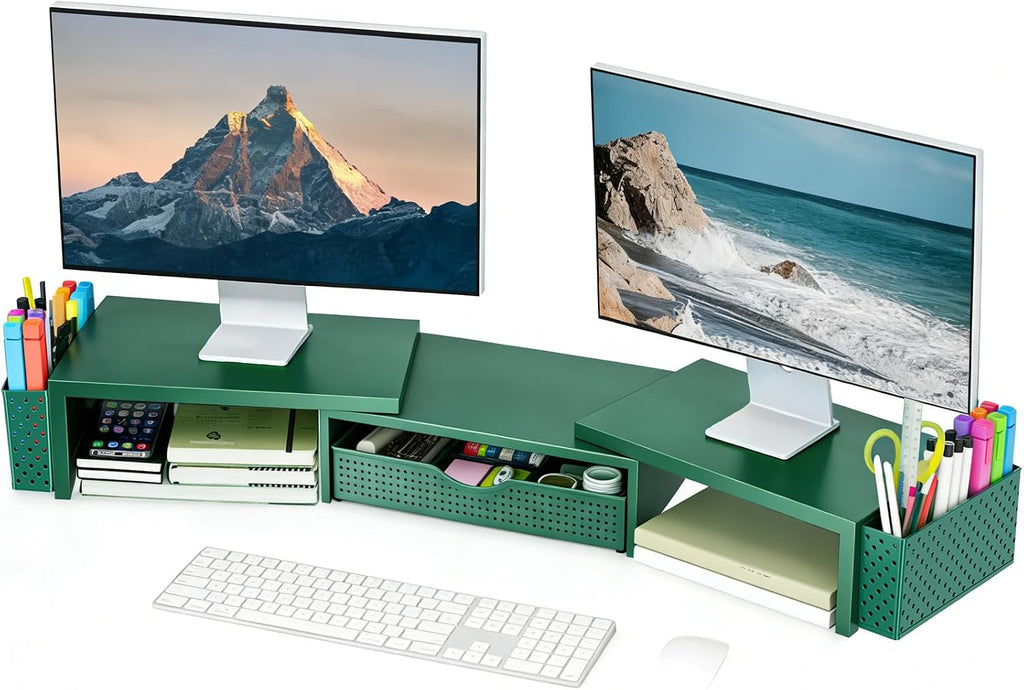 Spacrea Metal Desk Organizers and Accessories, Dual Monitor Stand Riser