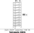 Regal Altair 14" Deep x 24" Wide x 86" Height Wire Shelving Kit | 10-Tier | NSF - Image 3