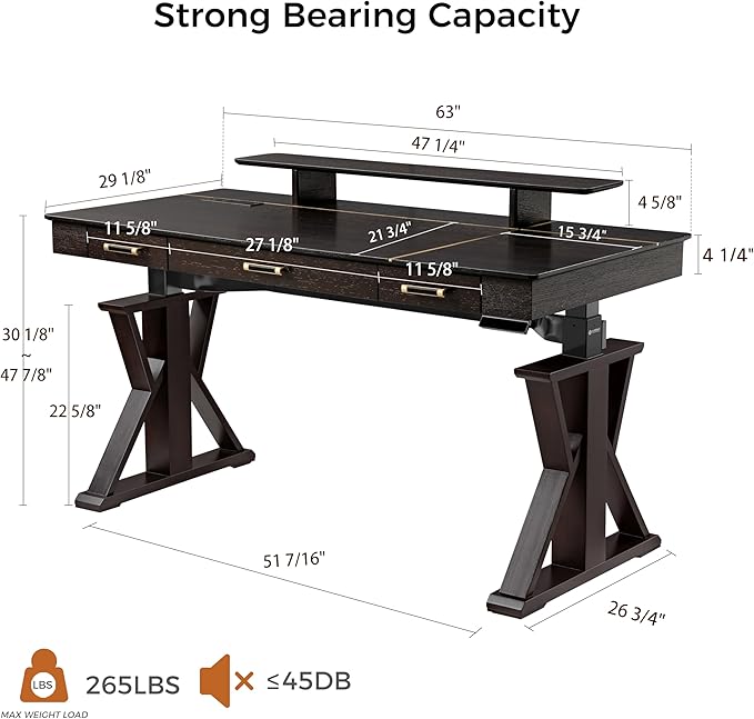 EUREKA ERGONOMIC Standing Desk, 63 inch Executive Desk w Drawers, Modern - Image 2