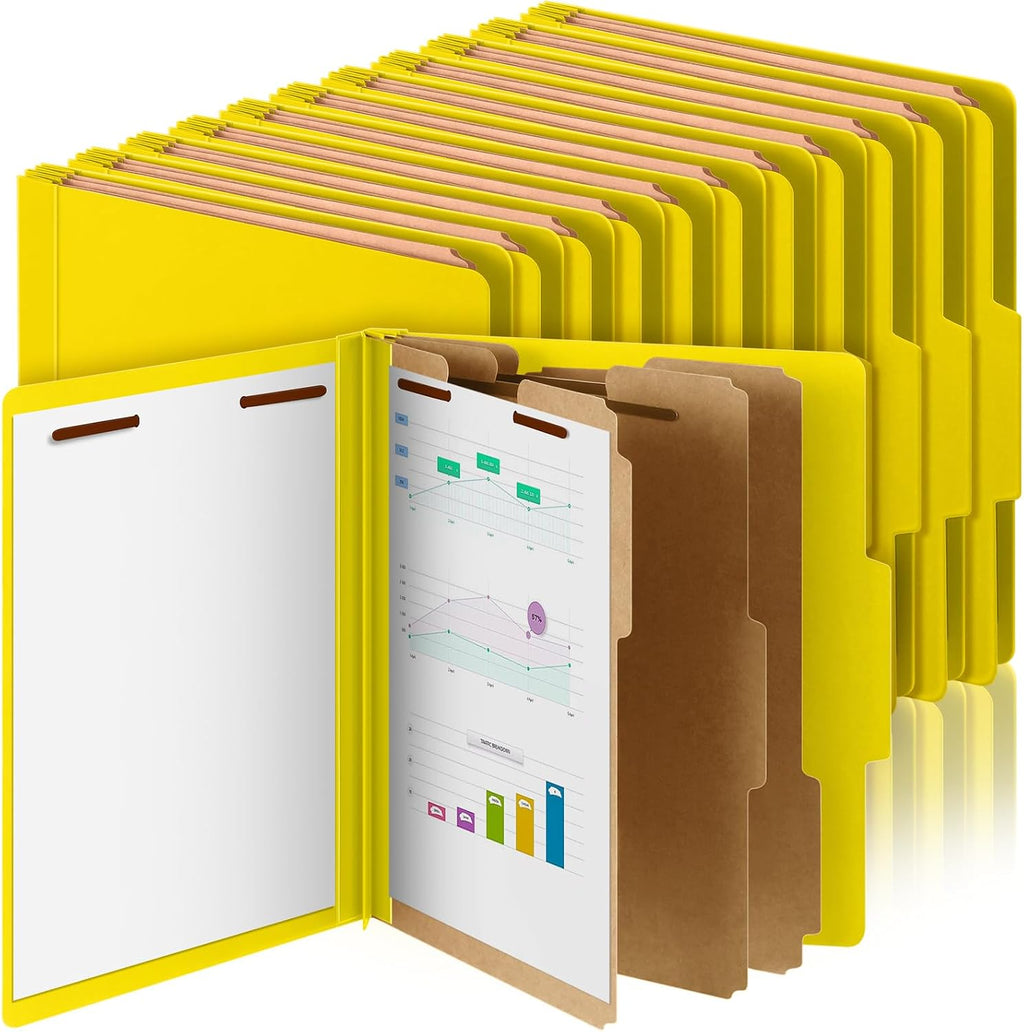 Skyygemm 24 Pcs Classification Folders Letter Size, 3 Divider Pressboard File