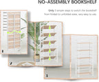 4NM No Assembly 5 Tiers Folding Bookshelf Storage Shelves Vintage Bookcase - Image 6
