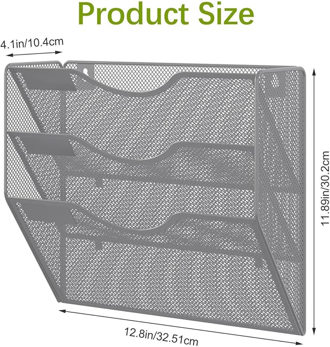 EasyPAG Hanging Wall File Organizer, 3 Pocket Wall Mounted Mail Organizer - Image 8
