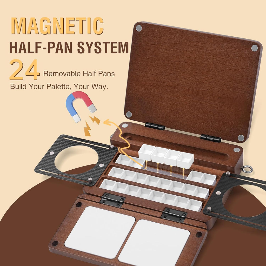 24-grid empty travel watercolor palette box, fuumuui all-in-one shown in use